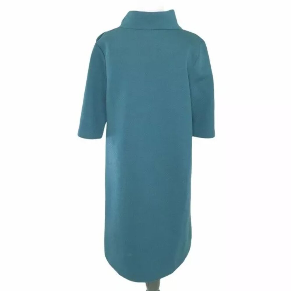 COS Scuba dress Teal classy long sleeve folded cowl neck size XS $115 tag NWT - Picture 3 of 5
